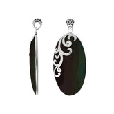 AP-7034-SHB Sterling Silver Designer Pendant With Oval Black Shell Jewelry Bali Designs Inc